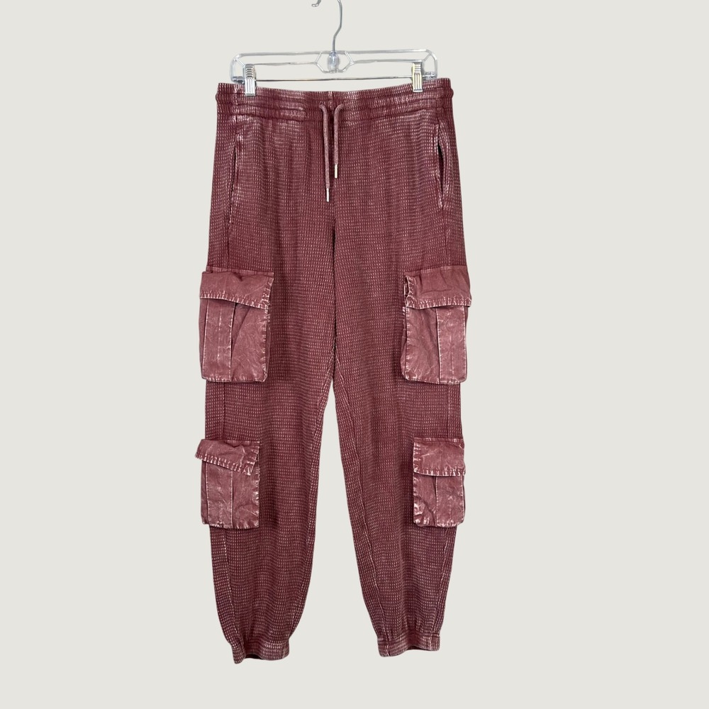 Hard Tail Forever Cargo Joggers L Waffle Knit Mineral Wash Utility Gorpcore Boho